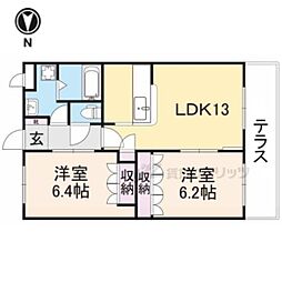 グランディール3 2LDKの間取図画像