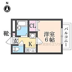 ラポール田井庄A棟 1Kの間取図画像