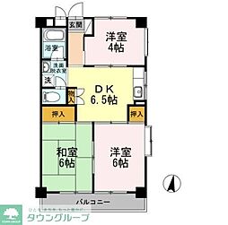 長瀬第1マンション 3DKの間取図画像
