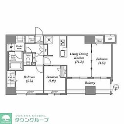 ACP Residence 中野新橋 3LDKの間取図画像