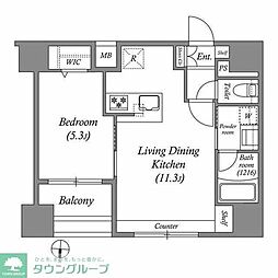 ACP Residence 中野新橋 1LDKの間取図画像