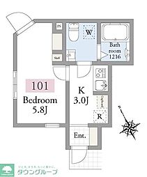 アーベインテラス高円寺 1Kの間取図画像