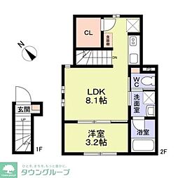 WoodCrest沼袋Terrace 1LDKの間取図画像