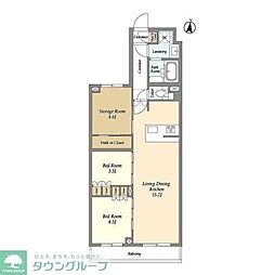 アジールコート練馬中村橋 1階2SLDKの間取り