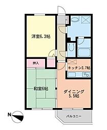 明光高野台 2階2DKの間取り