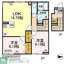 グランヴェール 2階2LDKの間取り