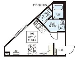 レピュア豊島園レジデンス 3階ワンルームの間取り