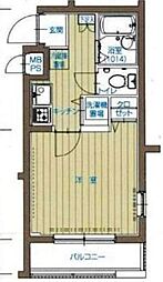 ヴィータローザ新江古田 2階1Kの間取り