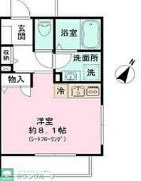 コート西山 202 2階ワンルームの間取り