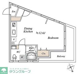 ドゥーエ阿佐ヶ谷 ワンルームの間取図画像