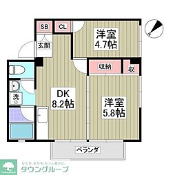 羽根木ファミリーマンション 2DKの間取図画像