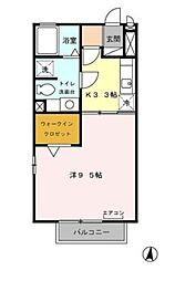 モナリエ春日1 1Kの間取図画像