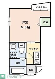 エーワンハウス 1Kの間取図画像
