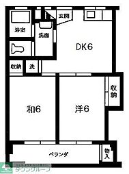上鷺ホワイトパレス 2DKの間取図画像