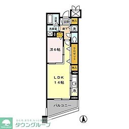 モンテバレ等々力 1LDKの間取図画像