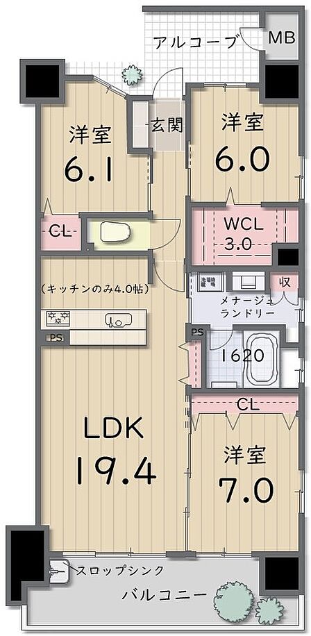 3LDK 間取り