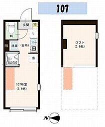 京成本線 江戸川駅 徒歩12分の賃貸アパート 1階ワンルームの間取り