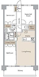 都営新宿線 船堀駅 徒歩10分の賃貸マンション 3階3LDKの間取り