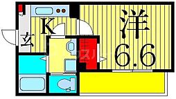 京成押上線 四ツ木駅 徒歩11分の賃貸アパート 1階1Kの間取り