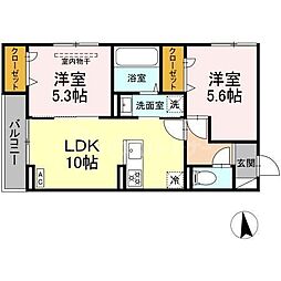都営新宿線 一之江駅 バス11分 中央通り下車 徒歩5分の賃貸アパート 3階2LDKの間取り