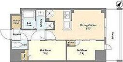 JR総武線 新小岩駅 徒歩5分の賃貸マンション 5階2DKの間取り