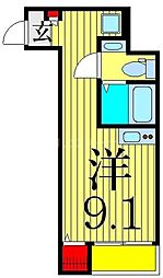 北総鉄道 新柴又駅 徒歩2分の賃貸アパート 3階ワンルームの間取り