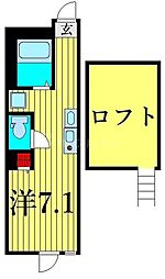 京成本線 江戸川駅 徒歩2分の賃貸アパート 2階ワンルームの間取り