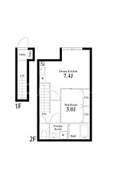都営新宿線 一之江駅 徒歩11分の賃貸アパート 2階1LDKの間取り