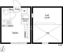 JR総武線 小岩駅 徒歩8分の賃貸アパート 1階ワンルームの間取り