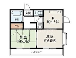 JR総武線 小岩駅 徒歩19分の賃貸アパート 2階2DKの間取り