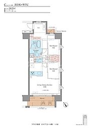 都営新宿線 船堀駅 徒歩21分の賃貸マンション 13階2LDKの間取り