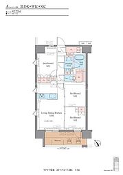 都営新宿線 船堀駅 徒歩21分の賃貸マンション 3階3LDKの間取り