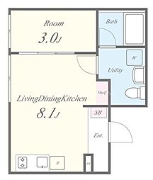 都営新宿線 一之江駅 徒歩13分の賃貸アパート 1階1LDKの間取り
