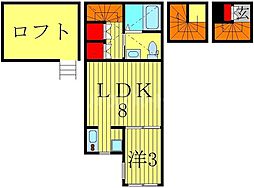 京成本線 京成高砂駅 徒歩7分の賃貸アパート 3階1LDKの間取り