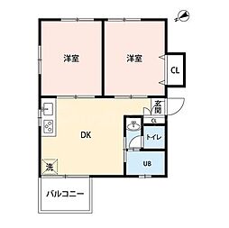 京成押上線 京成立石駅 徒歩7分の賃貸アパート 2階2DKの間取り