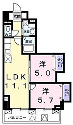 都営新宿線 瑞江駅 徒歩20分の賃貸マンション 4階2LDKの間取り