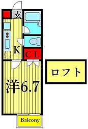 都営新宿線 一之江駅 徒歩4分の賃貸アパート 2階1Kの間取り