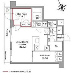 コンフォリア・リヴ平井MUTIO 2LDKの間取図画像