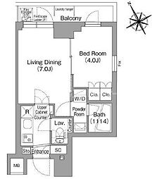 コンフォリア・リヴ平井MUTIO 1LDKの間取図画像