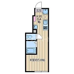テアトロパッド ワンルームの間取図画像