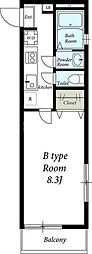 リリックコートサンフラワー 1Kの間取図画像