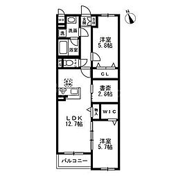 江戸川区平井4丁目アパート 2SLDKの間取図画像
