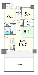 サンパーク鳥栖 3LDKの間取図画像