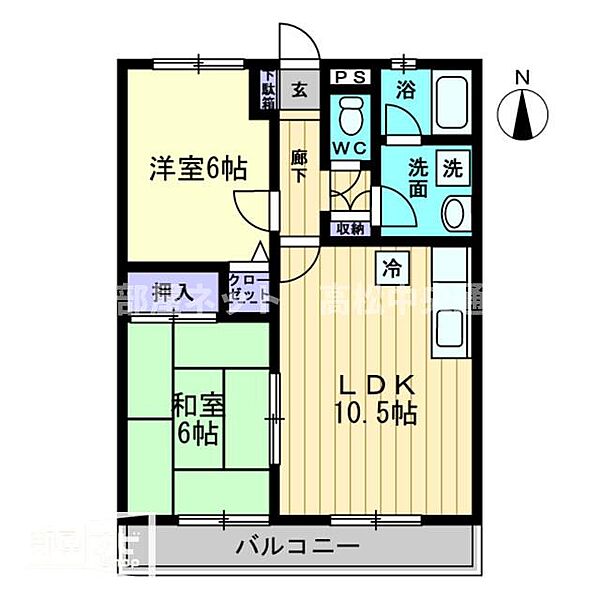 グレースハタオカ 103｜香川県高松市上天神町(賃貸マンション2LDK・1階・53.56㎡)の写真 その2