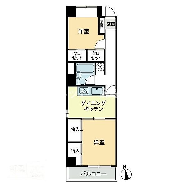 カーサ大和　錦町 309｜香川県高松市錦町1丁目(賃貸マンション2DK・3階・43.91㎡)の写真 その2