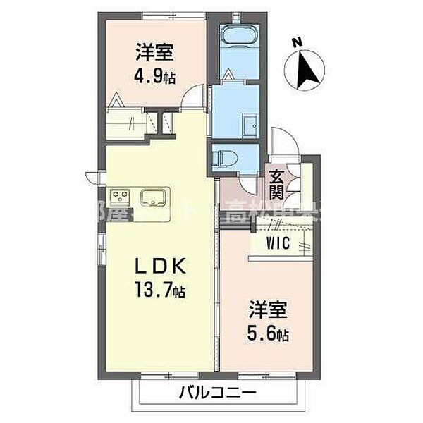 フレグランス川西 B棟 203｜香川県高松市松縄町(賃貸アパート2LDK・2階・54.78㎡)の写真 その2