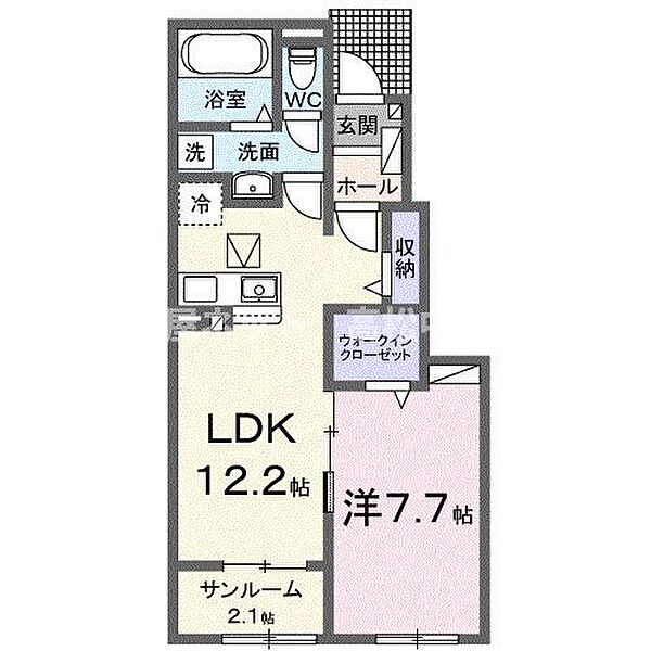 ブリリアントＢ 104｜香川県高松市香西本町(賃貸アパート1LDK・1階・50.14㎡)の写真 その2