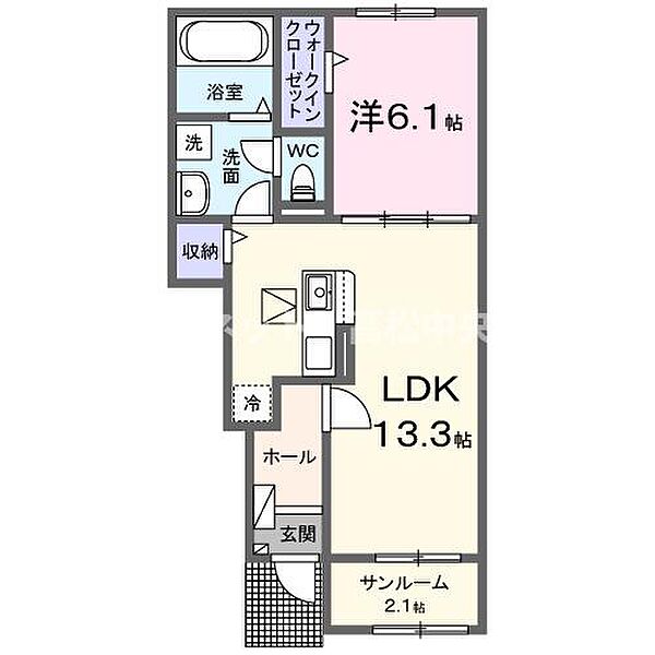 メゾンすずらん 103｜香川県仲多度郡まんのう町四條(賃貸アパート1LDK・1階・50.05㎡)の写真 その2