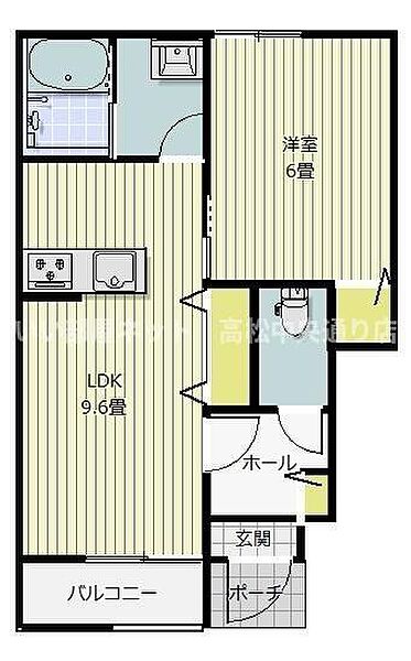 ＨＹＯ－ＤＯＲＵ木太 107｜香川県高松市木太町(賃貸アパート1LDK・1階・40.68㎡)の写真 その2