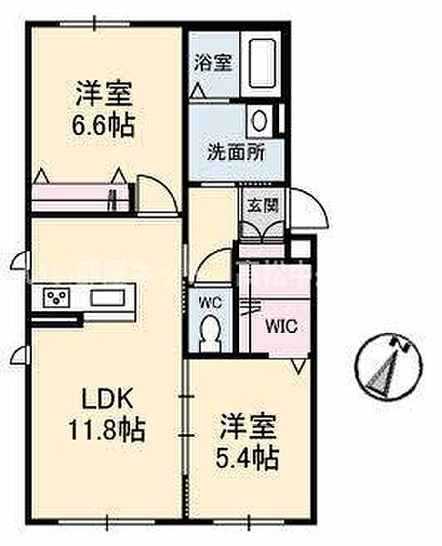 シャーメゾン城西 203｜香川県丸亀市田村町(賃貸アパート2LDK・2階・56.28㎡)の写真 その2